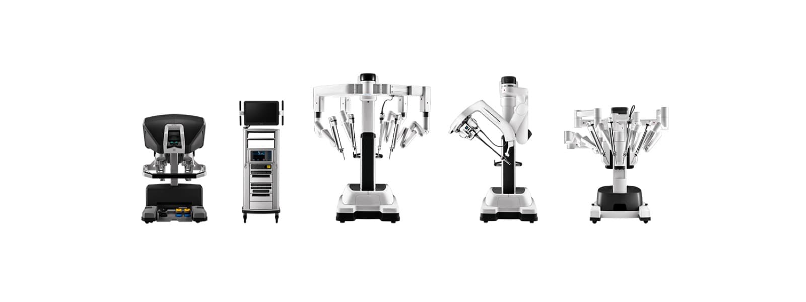 da Vinci Gen4 surgical system lineup with patient carts and surgeon console