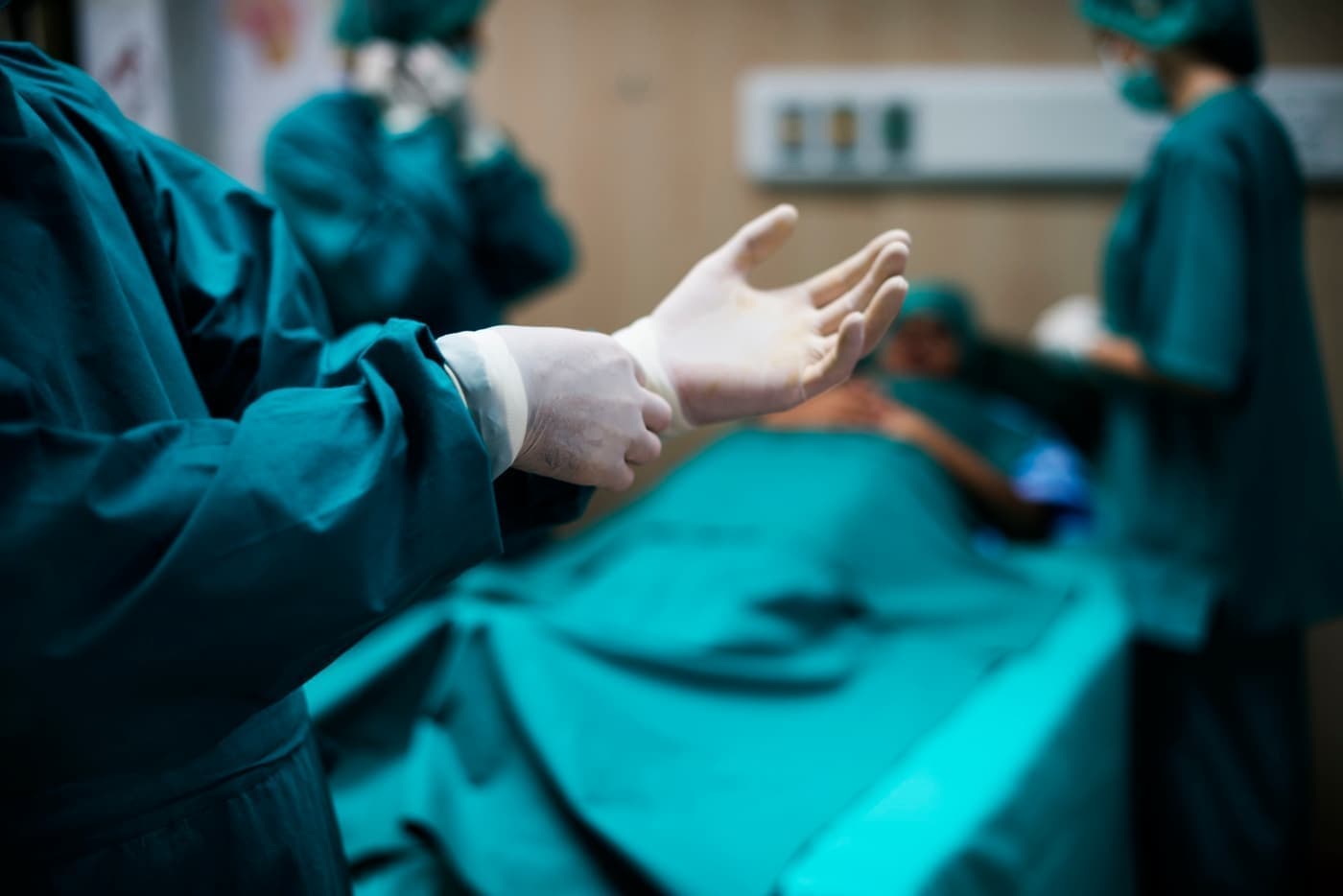 Surgical team preparing for an operation in hospital